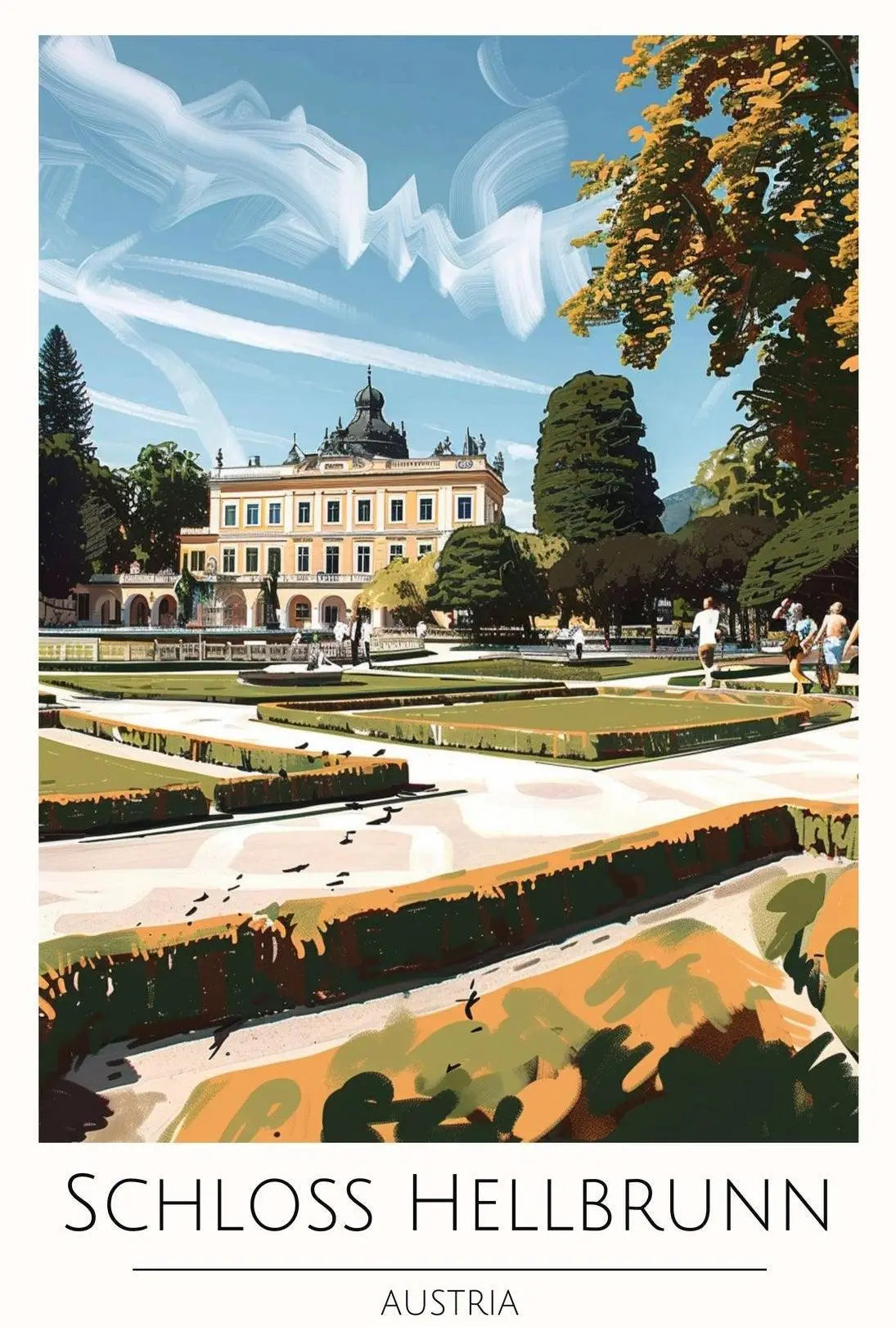 Schloss Hellbrunn Palace and Gardens Travel Poster PosterGoat
