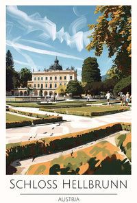 Schloss Hellbrunn Palace and Gardens Travel Poster PosterGoat
