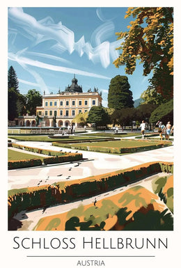 Schloss Hellbrunn Palace and Gardens Travel Poster PosterGoat