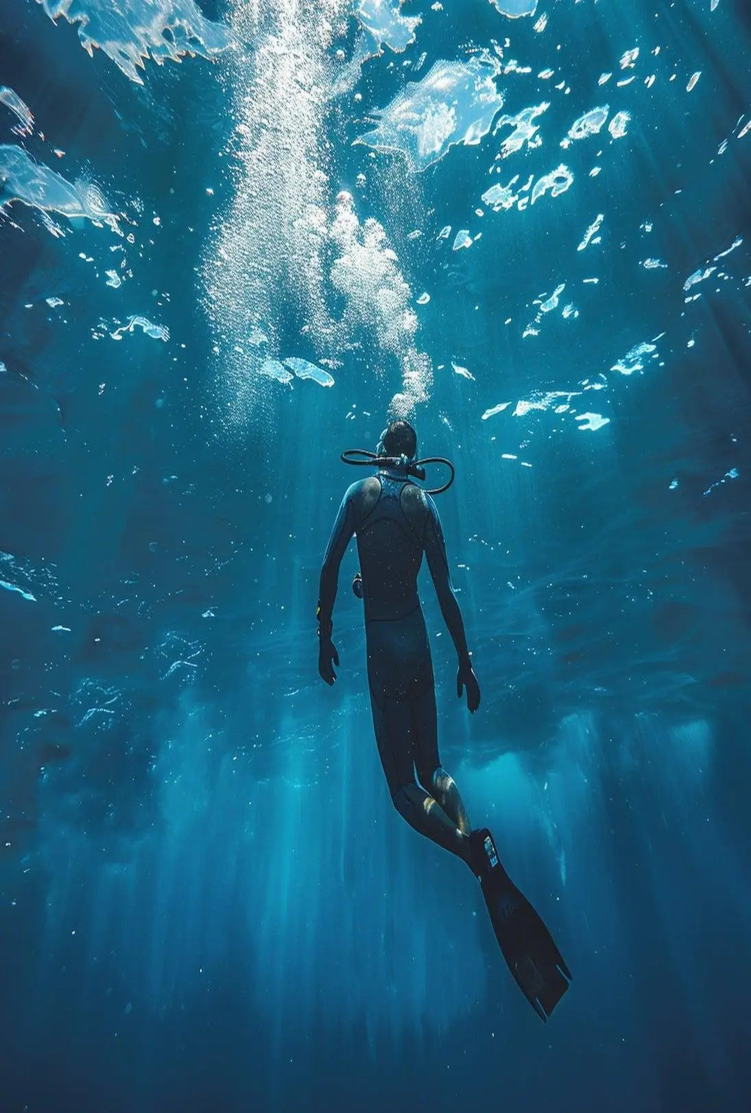 Scuba Diving in Tranquil Underwater Ocean Adventure Travel Poster PosterGoat