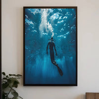 Scuba Diving in Tranquil Underwater Ocean Adventure Travel Poster PosterGoat