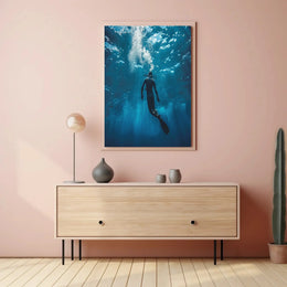 Scuba Diving in Tranquil Underwater Ocean Adventure Travel Poster PosterGoat