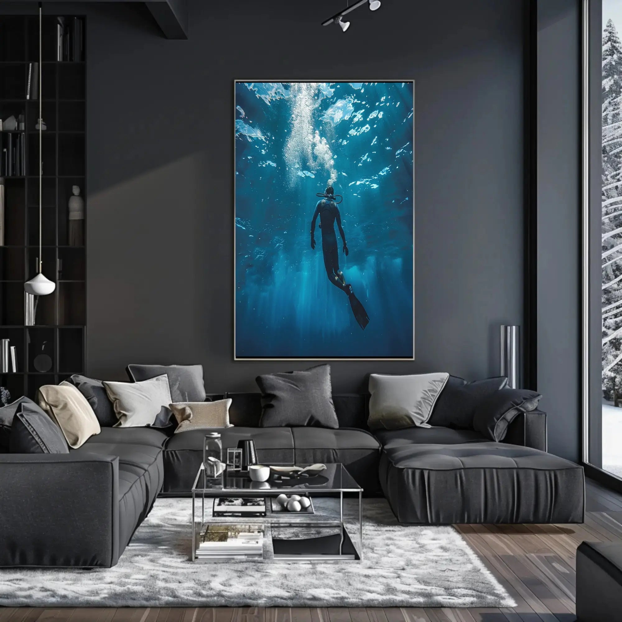 Scuba Diving in Tranquil Underwater Ocean Adventure Travel Poster PosterGoat