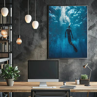 Scuba Diving in Tranquil Underwater Ocean Adventure Travel Poster PosterGoat