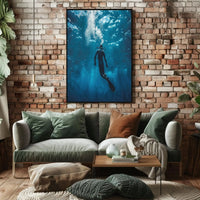 Scuba Diving in Tranquil Underwater Ocean Adventure Travel Poster PosterGoat
