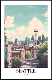 Seattle Space Needle Scenic Urban Cityscape Poster PosterGoat