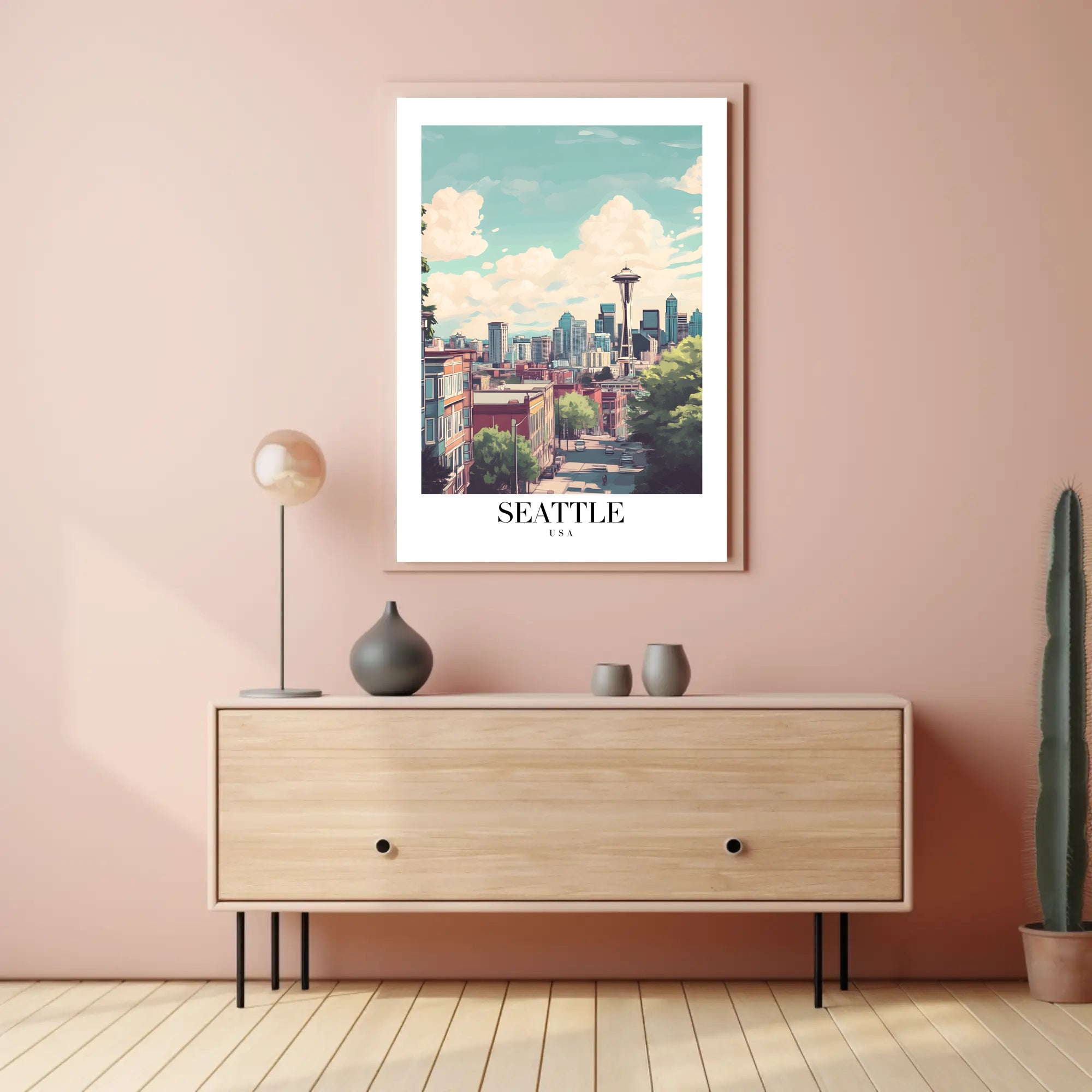 Seattle Space Needle Scenic Urban Cityscape Poster PosterGoat