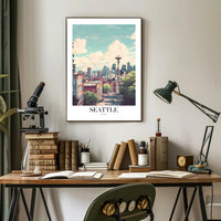 Seattle Space Needle Scenic Urban Cityscape Poster PosterGoat