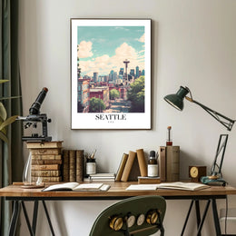Seattle Space Needle Scenic Urban Cityscape Poster PosterGoat