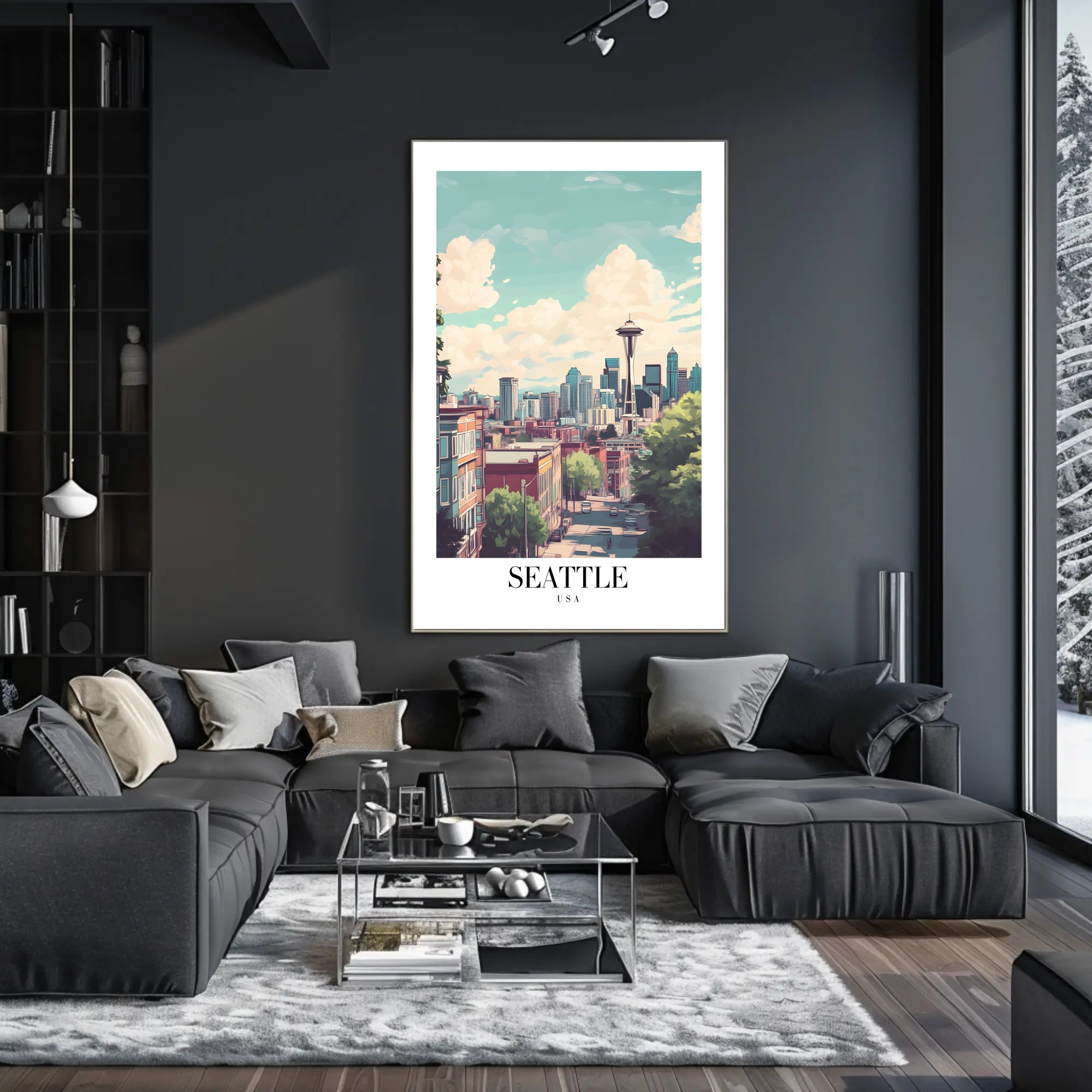 Seattle Space Needle Scenic Urban Cityscape Poster PosterGoat