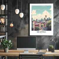 Seattle Space Needle Scenic Urban Cityscape Poster PosterGoat