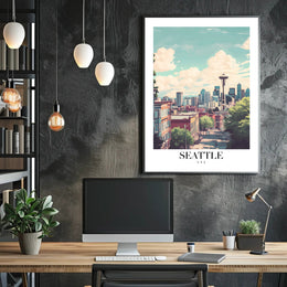 Seattle Space Needle Scenic Urban Cityscape Poster PosterGoat