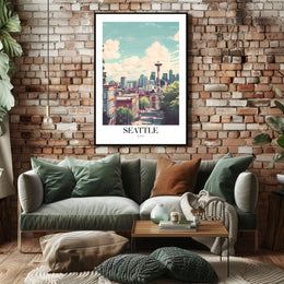 Seattle Space Needle Scenic Urban Cityscape Poster PosterGoat