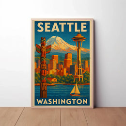 Seattle's Iconic Skyline Vintage Travel Poster PosterGoat