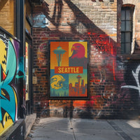 Seattle's Spirit: Iconic Landmarks in Pop Art Poster PosterGoat