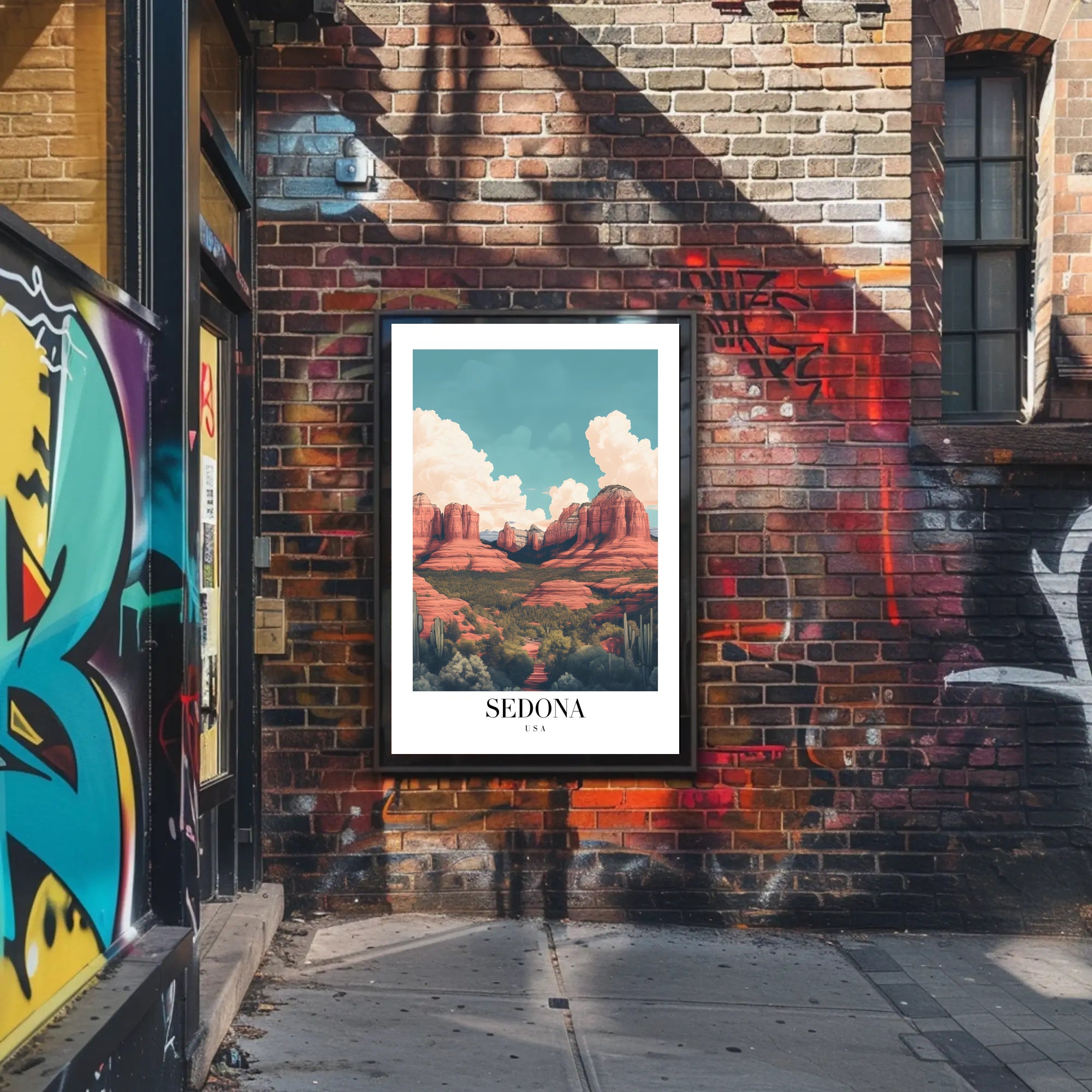 Sedona Red Rock Scenic Modern Illustrative Travel Poster PosterGoat