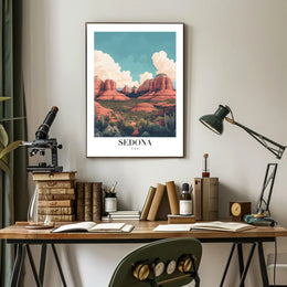 Sedona Red Rock Scenic Modern Illustrative Travel Poster PosterGoat