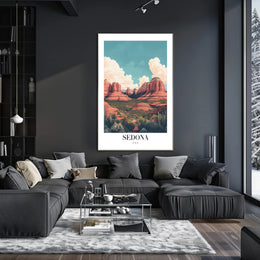 Sedona Red Rock Scenic Modern Illustrative Travel Poster PosterGoat