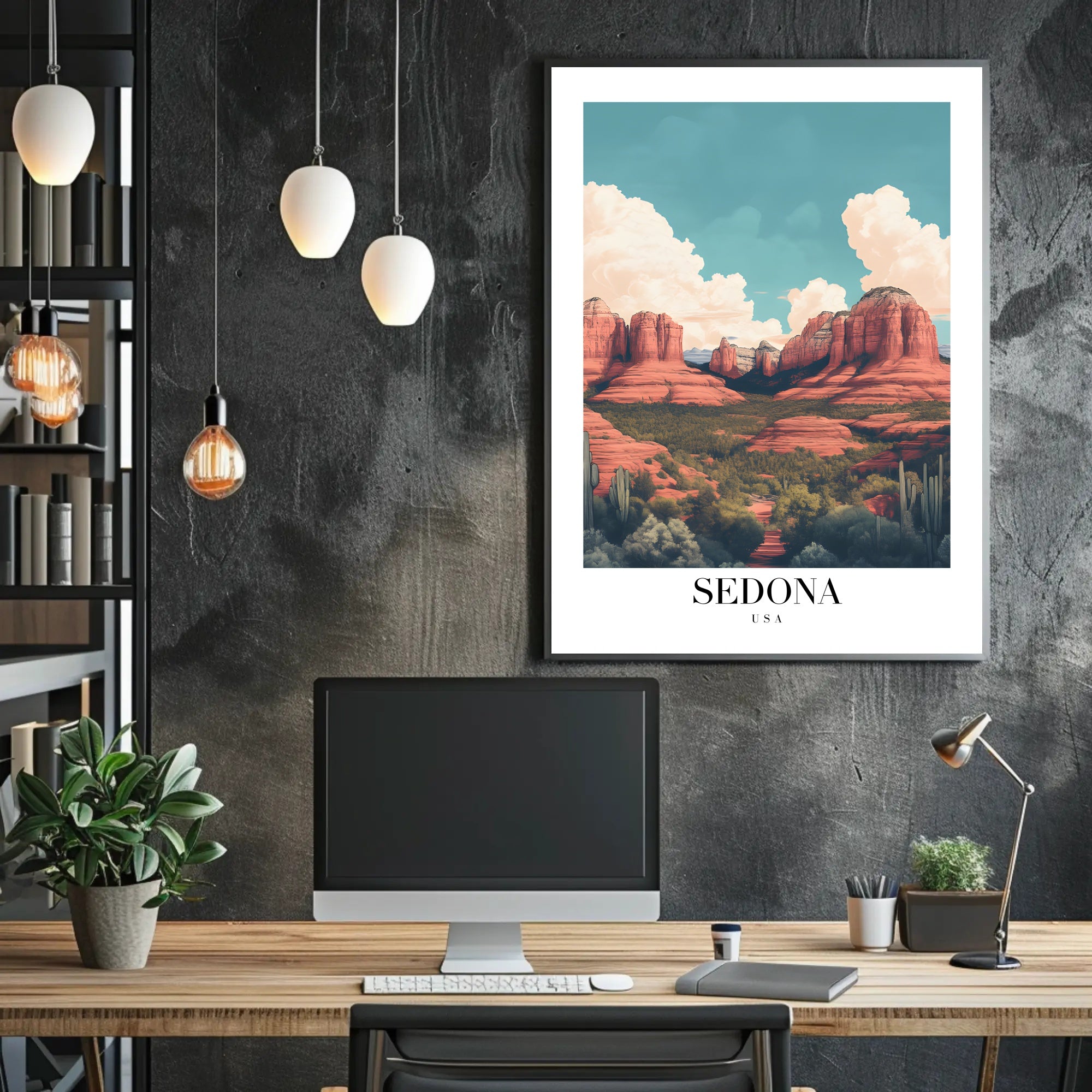 Sedona Red Rock Scenic Modern Illustrative Travel Poster PosterGoat