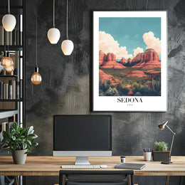 Sedona Red Rock Scenic Modern Illustrative Travel Poster PosterGoat