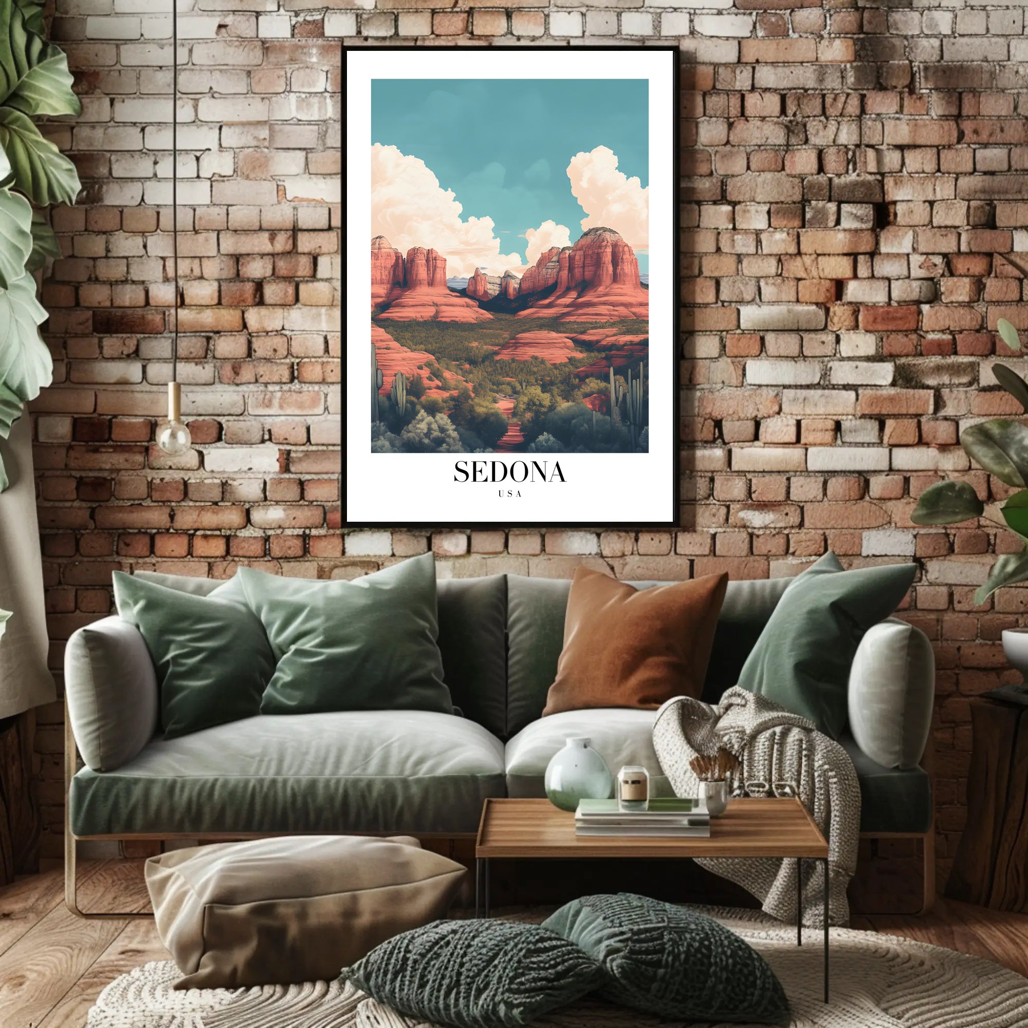 Sedona Red Rock Scenic Modern Illustrative Travel Poster PosterGoat