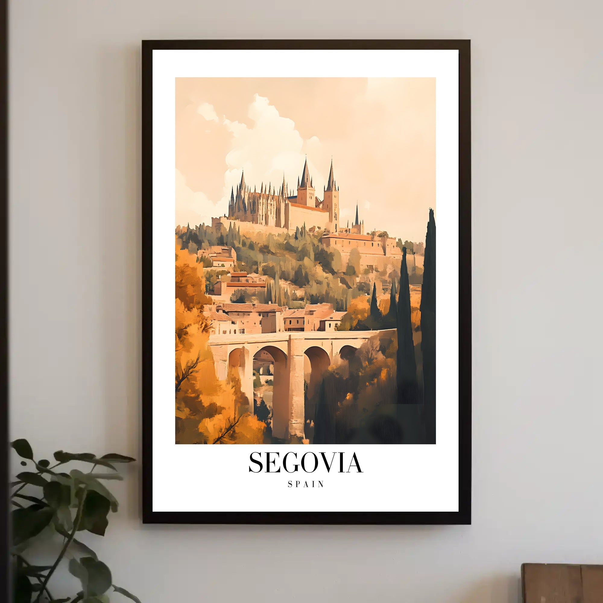 Segovia's Iconic Castle and Aqueduct Travel Poster PosterGoat