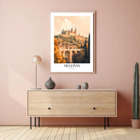 Segovia's Iconic Castle and Aqueduct Travel Poster PosterGoat