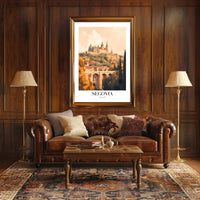 Segovia's Iconic Castle and Aqueduct Travel Poster PosterGoat