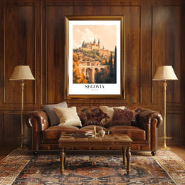 Segovia's Iconic Castle and Aqueduct Travel Poster PosterGoat