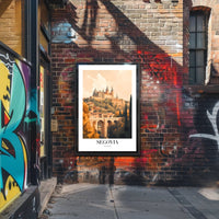 Segovia's Iconic Castle and Aqueduct Travel Poster PosterGoat