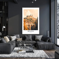Segovia's Iconic Castle and Aqueduct Travel Poster PosterGoat