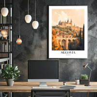 Segovia's Iconic Castle and Aqueduct Travel Poster PosterGoat