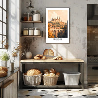 Segovia's Iconic Castle and Aqueduct Travel Poster PosterGoat