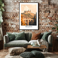 Segovia's Iconic Castle and Aqueduct Travel Poster PosterGoat