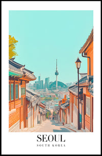 Seoul Cityscape Illustration: Urban or Cityscape Poster PosterGoat