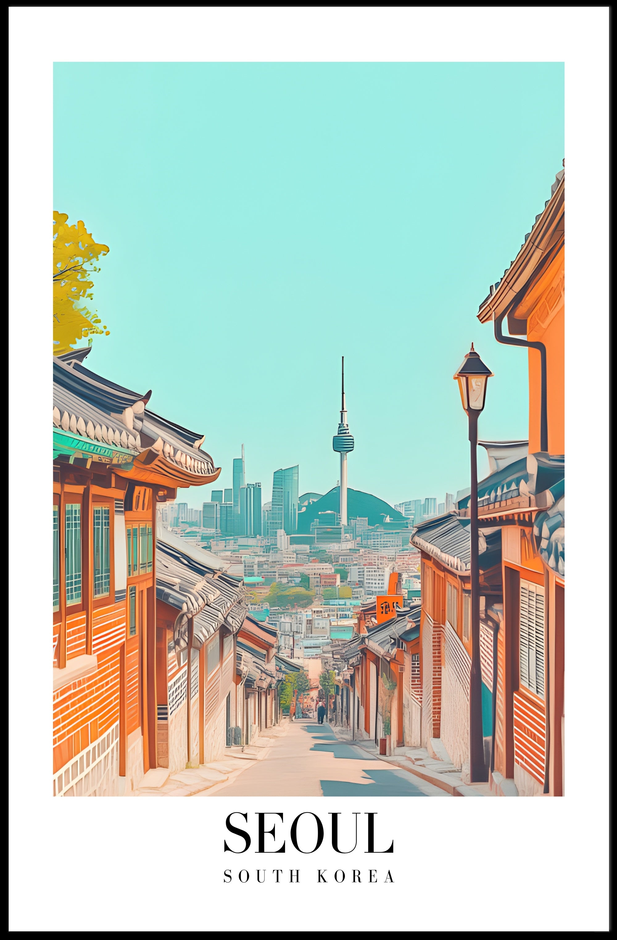 Seoul Cityscape Illustration: Urban or Cityscape Poster PosterGoat