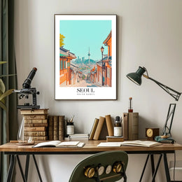 Seoul Cityscape Illustration: Urban or Cityscape Poster PosterGoat
