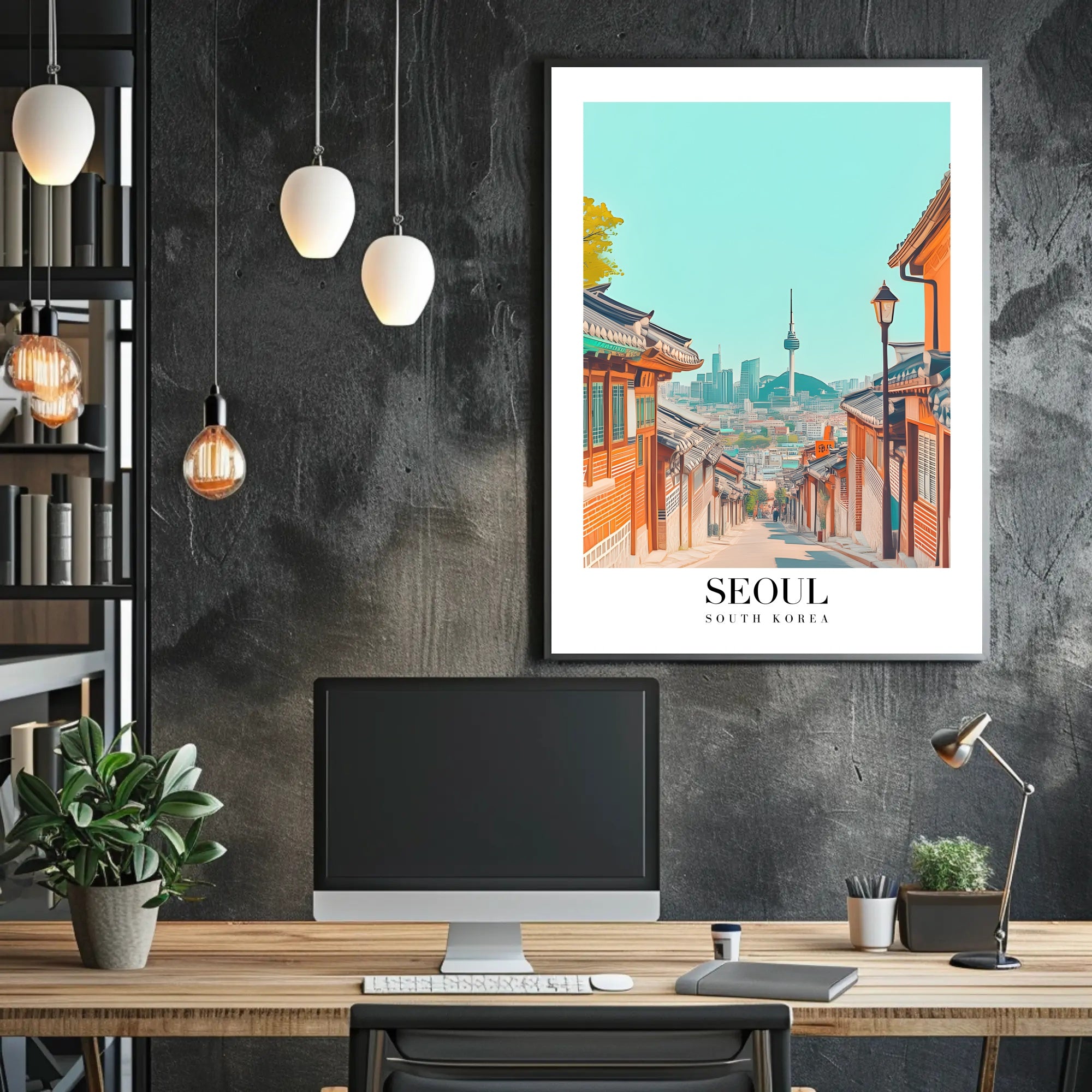 Seoul Cityscape Illustration: Urban or Cityscape Poster PosterGoat