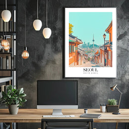 Seoul Cityscape Illustration: Urban or Cityscape Poster PosterGoat