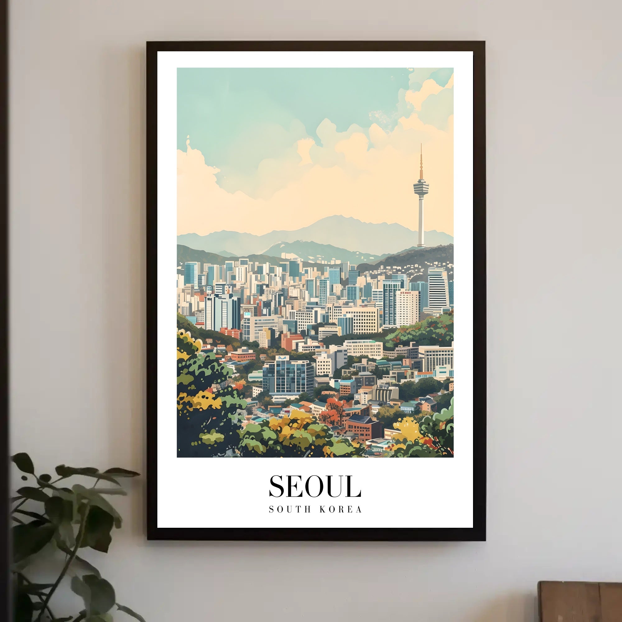 Seoul Cityscape Vibrance: Dynamic Artistic Urban or Cityscape Poster PosterGoat
