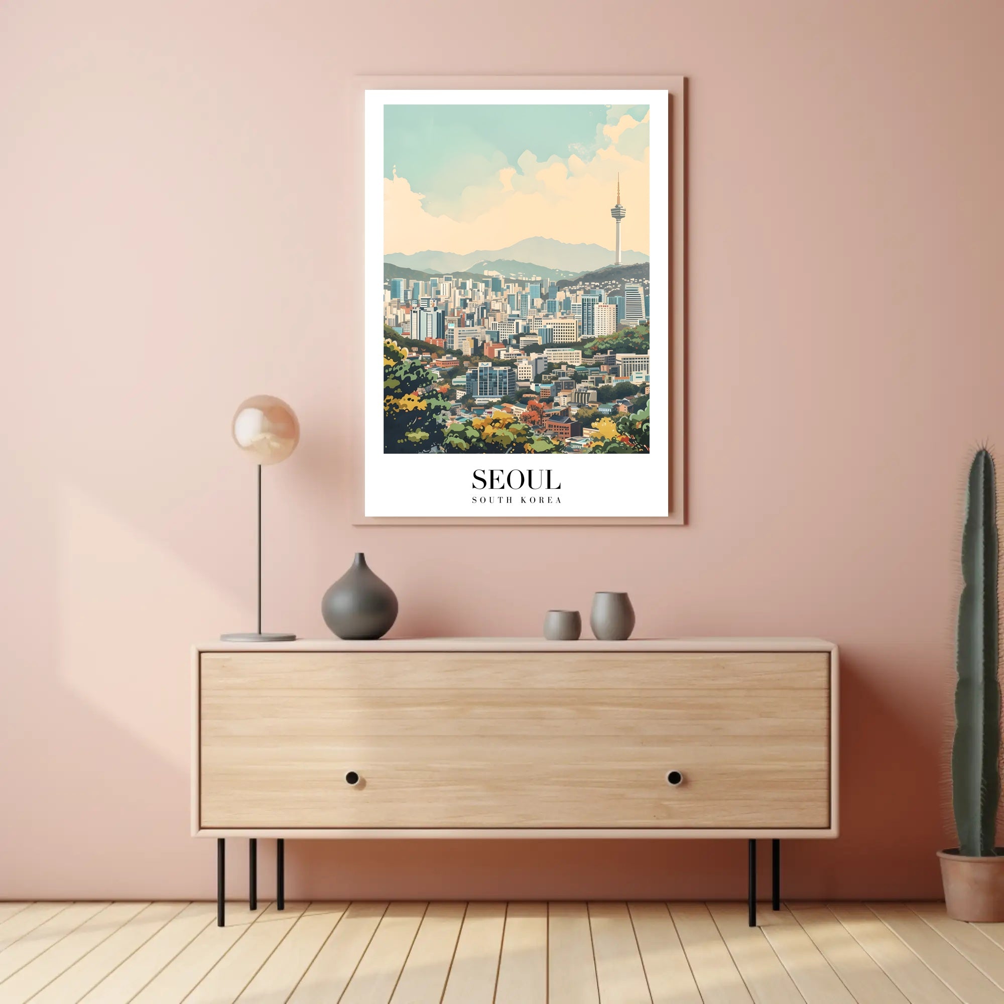 Seoul Cityscape Vibrance: Dynamic Artistic Urban or Cityscape Poster PosterGoat
