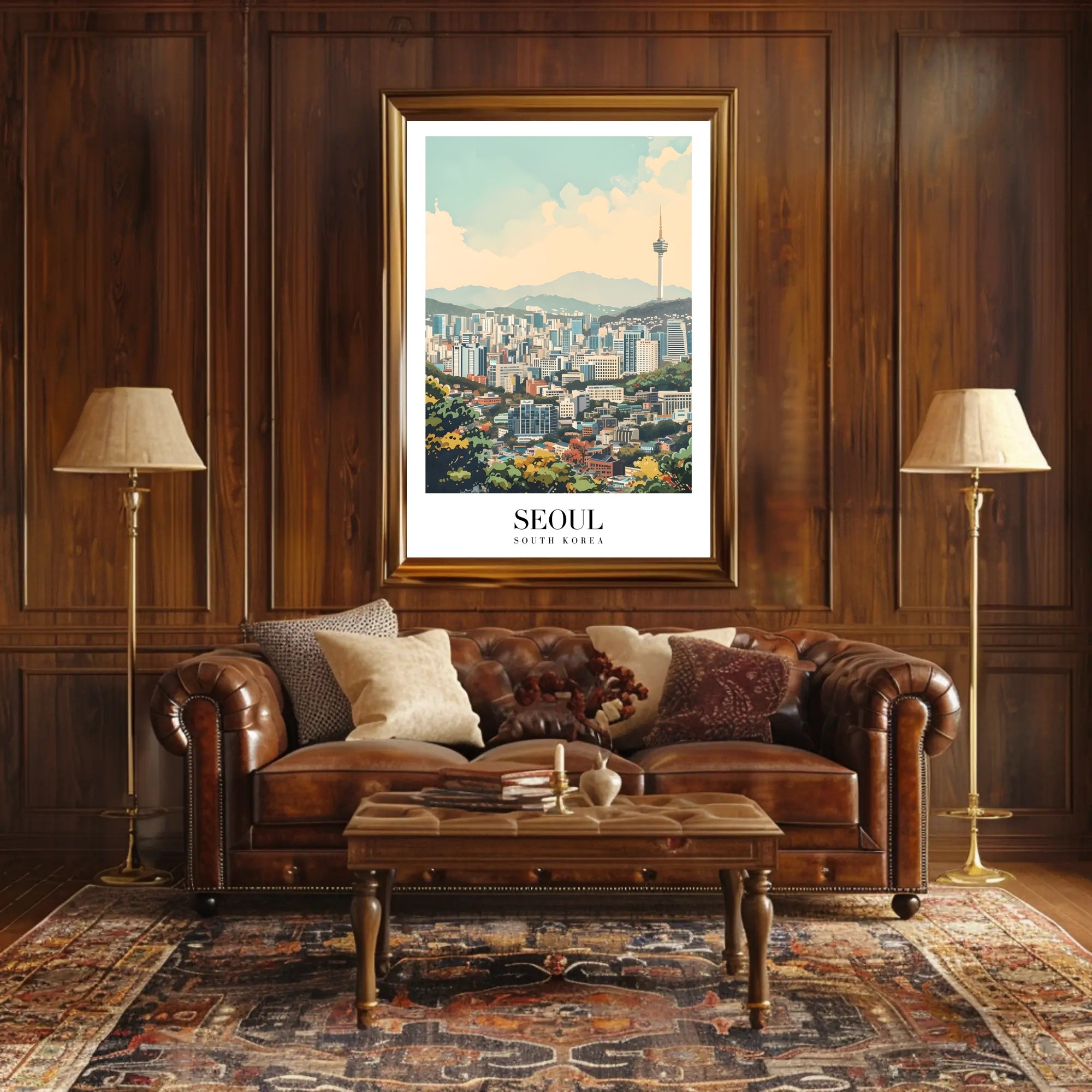 Seoul Cityscape Vibrance: Dynamic Artistic Urban or Cityscape Poster PosterGoat