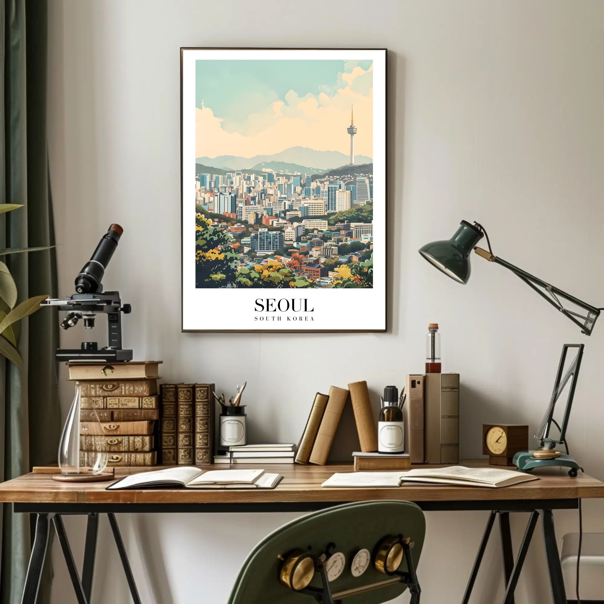Seoul Cityscape Vibrance: Dynamic Artistic Urban or Cityscape Poster PosterGoat