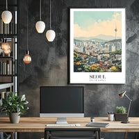 Seoul Cityscape Vibrance: Dynamic Artistic Urban or Cityscape Poster PosterGoat