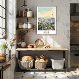 Seoul Cityscape Vibrance: Dynamic Artistic Urban or Cityscape Poster PosterGoat