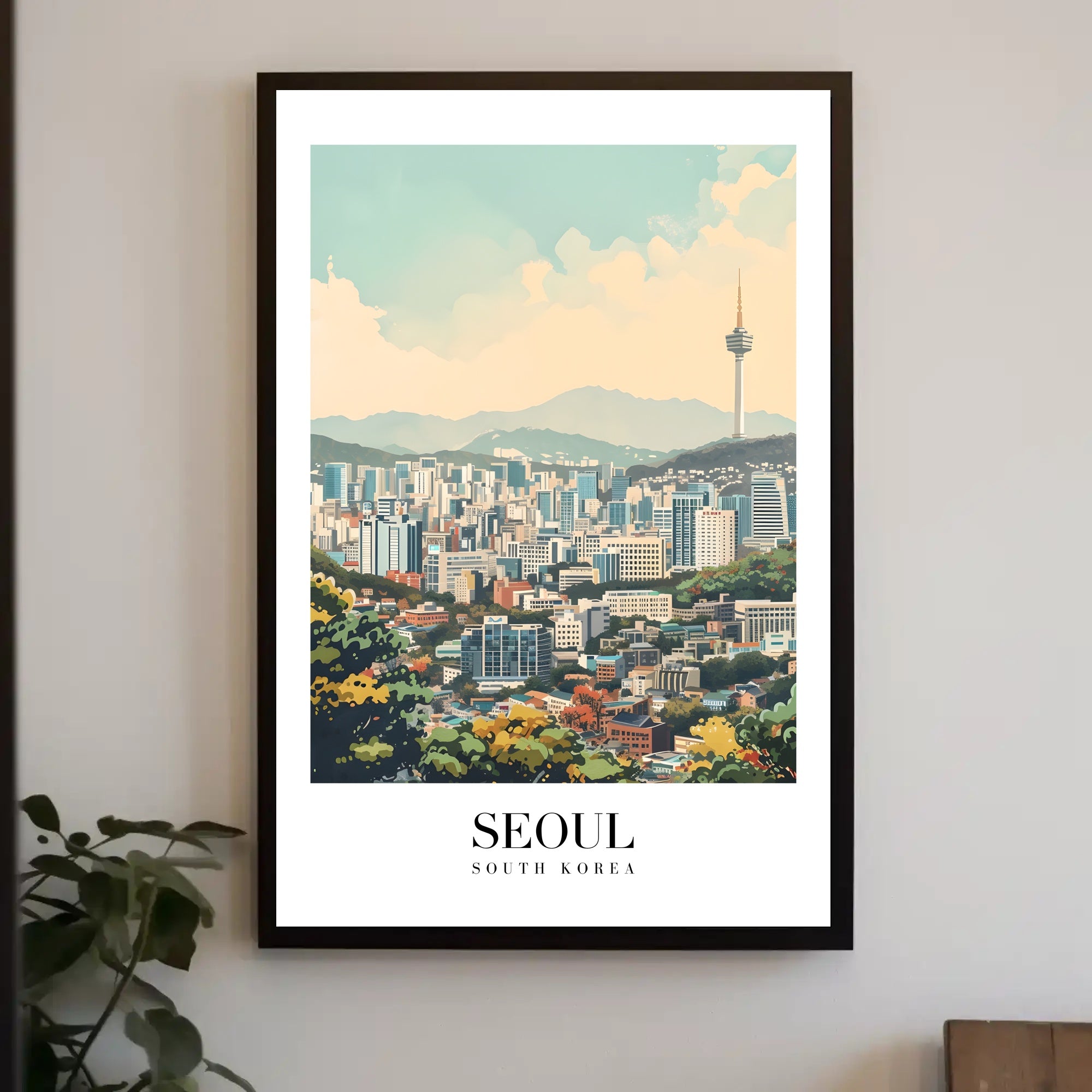 Seoul Cityscape with N Seoul Tower Urban or Cityscape Poster PosterGoat