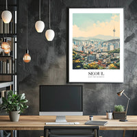 Seoul Cityscape with N Seoul Tower Urban or Cityscape Poster PosterGoat