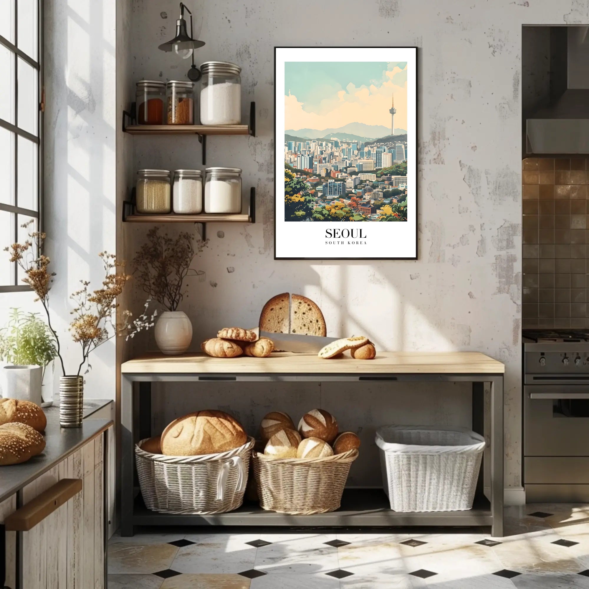 Seoul Cityscape with N Seoul Tower Urban or Cityscape Poster PosterGoat