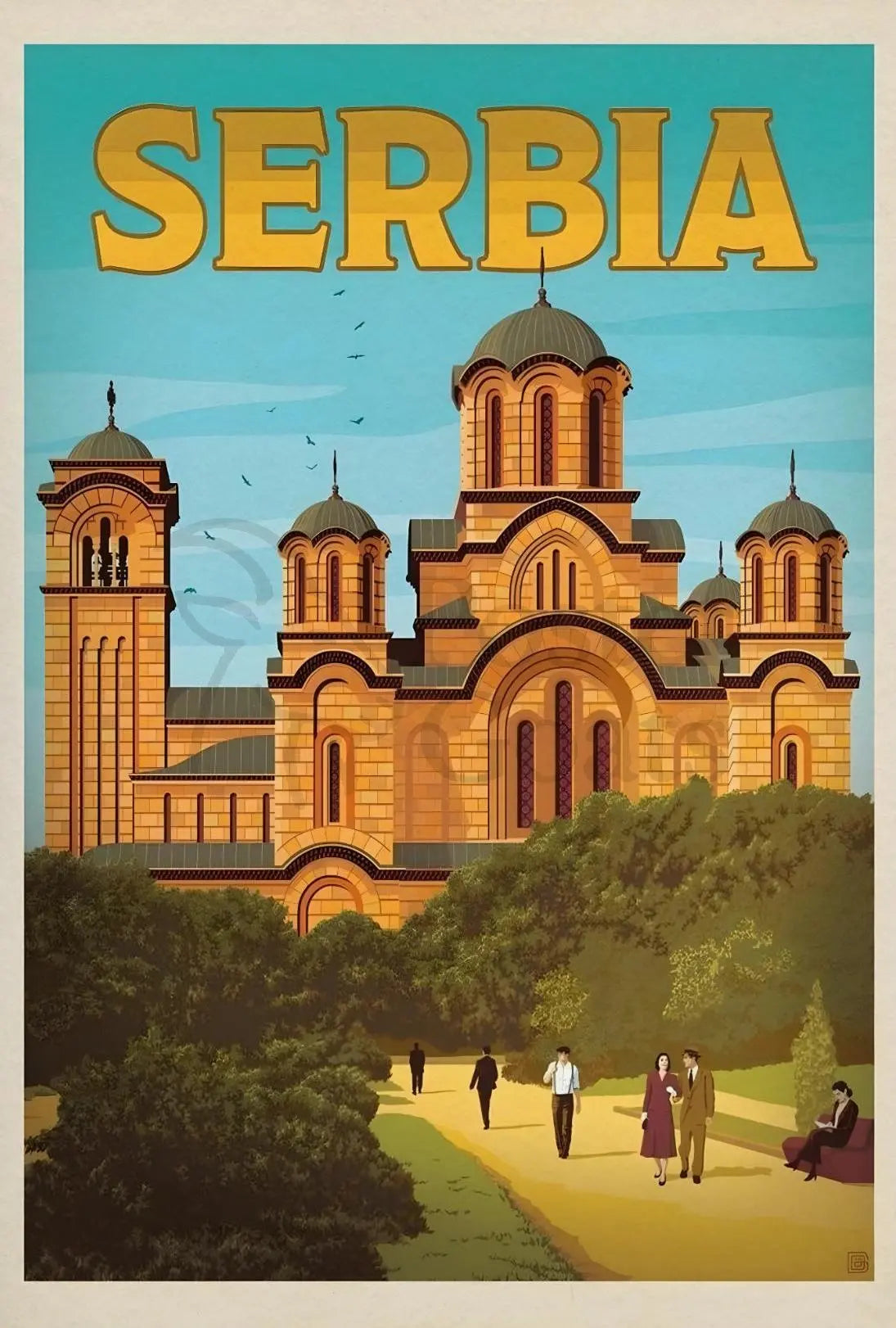 Serbia Byzantine Architecture Vintage Travel Poster PosterGoat