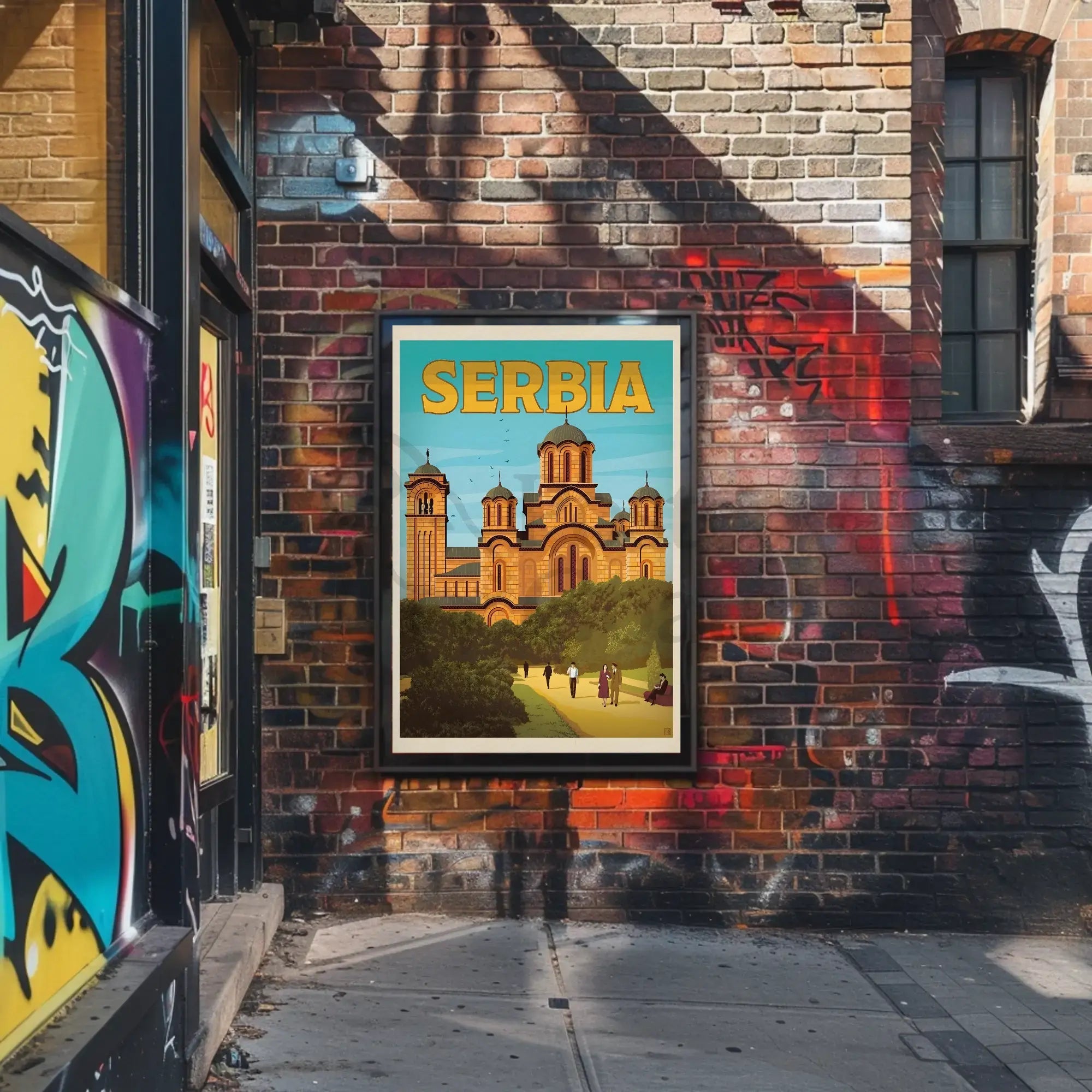 Serbia Byzantine Architecture Vintage Travel Poster PosterGoat